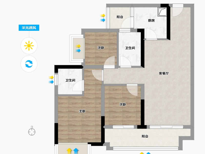 重庆-重庆市-融创云湖十里-79.00-户型库-采光通风