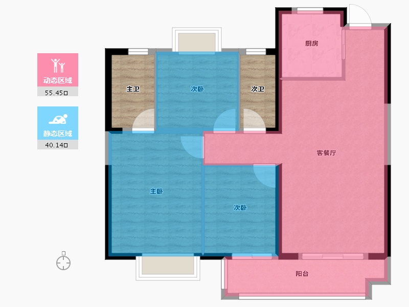 湖北省-宜昌市-招商·依云水岸-96.59-户型库-动静分区