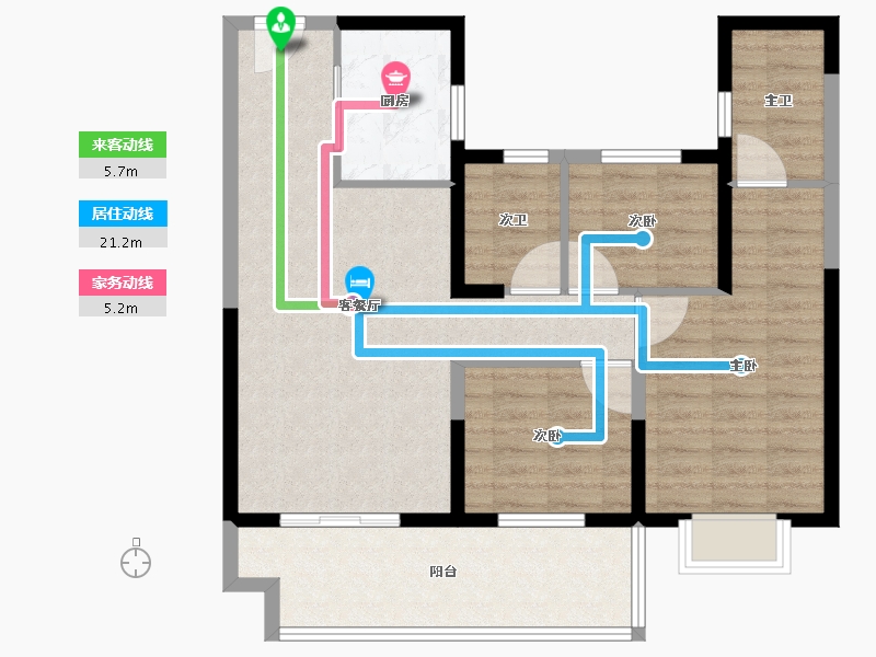 湖北省-宜昌市-碧桂园城央壹品-85.45-户型库-动静线