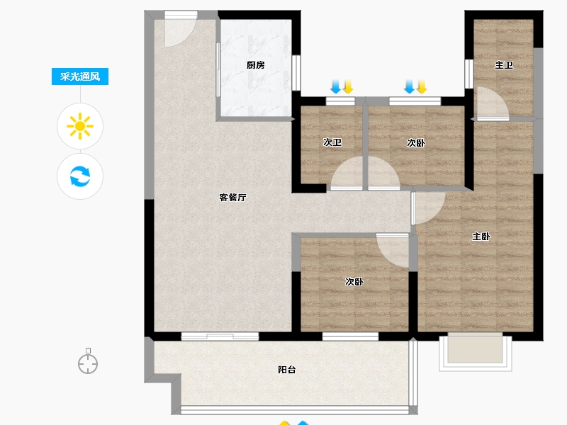 湖北省-宜昌市-碧桂园城央壹品-85.45-户型库-采光通风