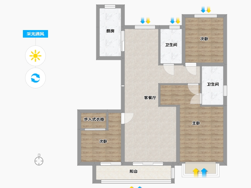 河北省-石家庄市-臻樾府-102.51-户型库-采光通风