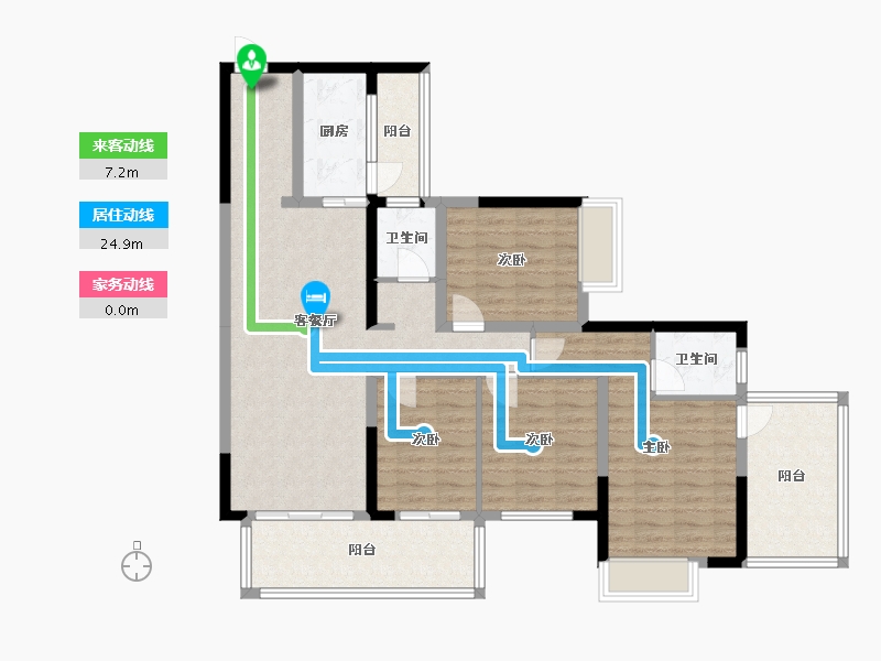 广西壮族自治区-南宁市-冠利·幸福苑-105.00-户型库-动静线