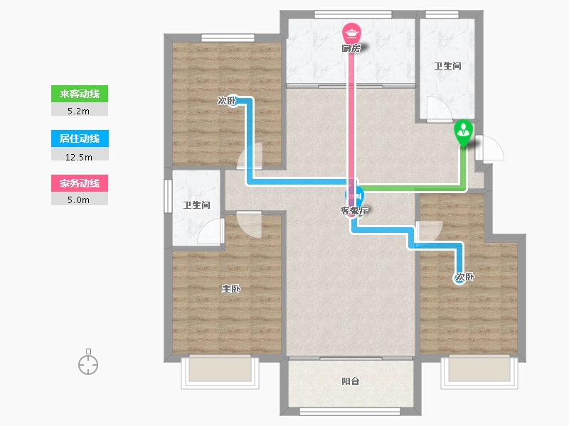 山东省-淄博市-锦绣淄江-104.15-户型库-动静线