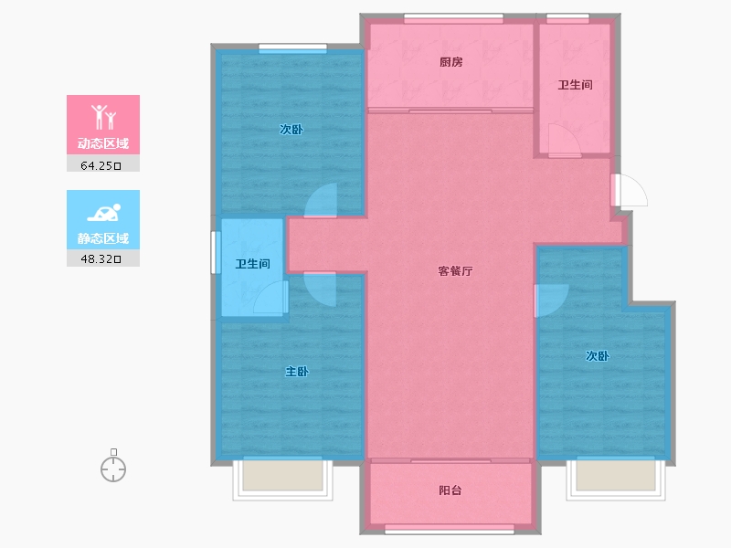 山东省-淄博市-锦绣淄江-104.15-户型库-动静分区