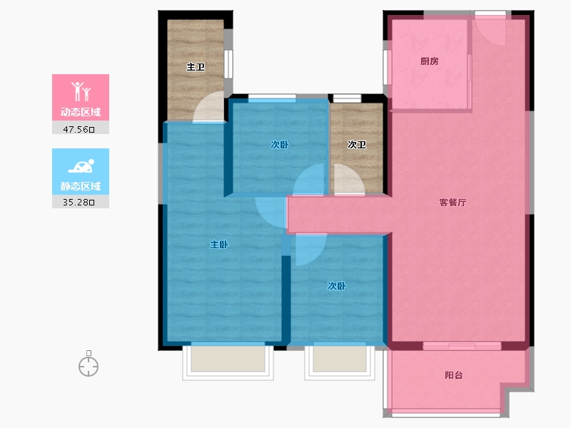 湖北省-宜昌市-碧桂园·云廷-83.07-户型库-动静分区