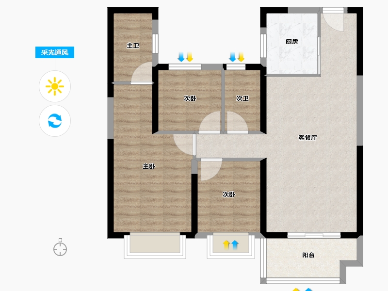 湖北省-宜昌市-碧桂园·云廷-83.07-户型库-采光通风