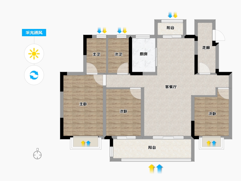 湖北省-宜昌市-保利山海大观-103.61-户型库-采光通风