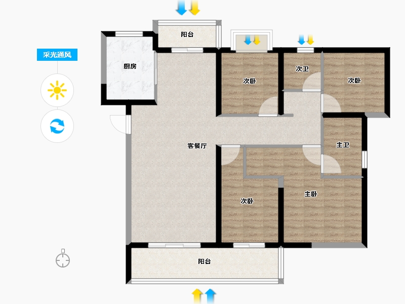 湖北省-宜昌市-保利山海大观-114.35-户型库-采光通风