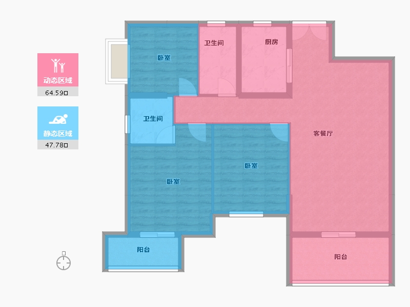 贵州省-黔西南布依族苗族自治州-冠德华庭-101.83-户型库-动静分区