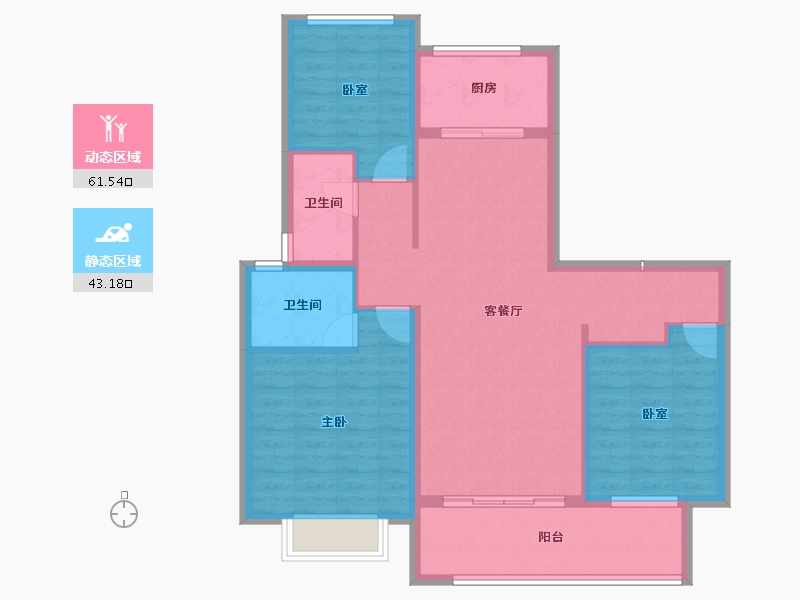 陕西省-渭南市-富平龙记檀府-94.40-户型库-动静分区