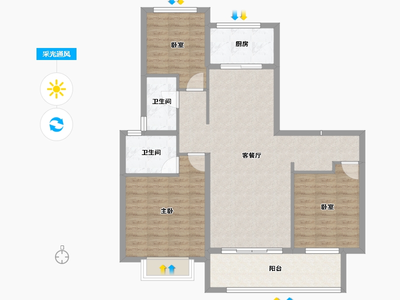 陕西省-渭南市-富平龙记檀府-94.40-户型库-采光通风