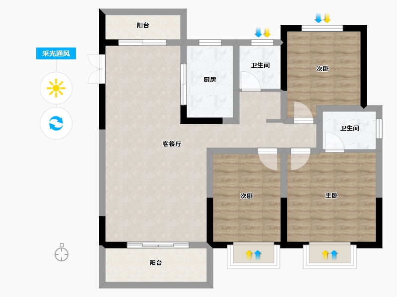 安徽省-安庆市-颐高·智慧城-91.61-户型库-采光通风