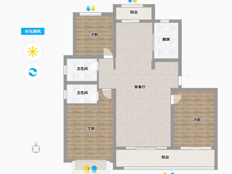 山东省-泰安市-紫郡府-114.54-户型库-采光通风