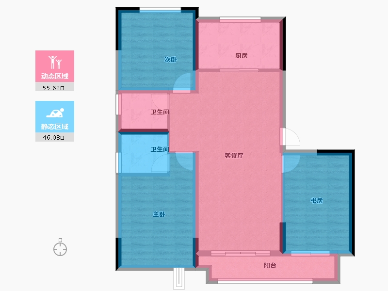 安徽省-蚌埠市-美居•天公河畔-91.77-户型库-动静分区