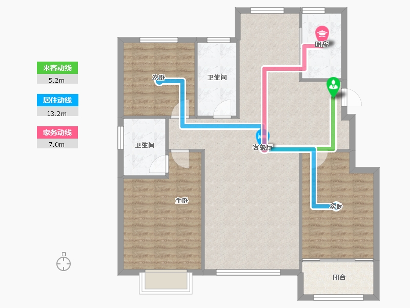 山东省-淄博市-锦绣淄江-107.84-户型库-动静线