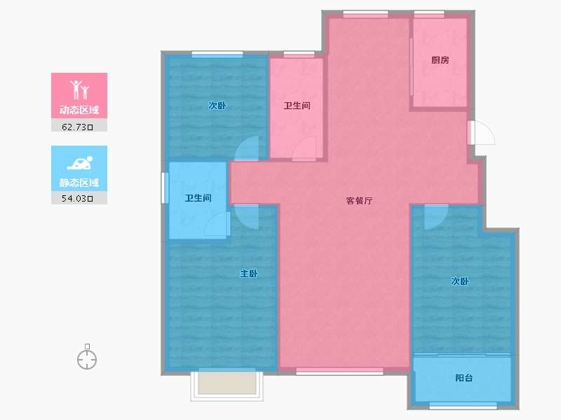 山东省-淄博市-锦绣淄江-107.84-户型库-动静分区