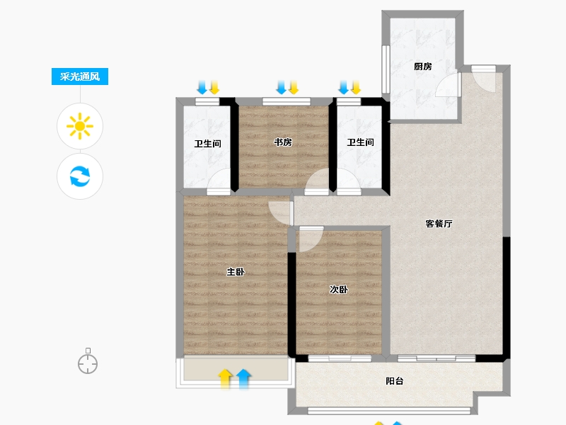 江苏省-淮安市-洪泽碧桂园江山府-96.06-户型库-采光通风