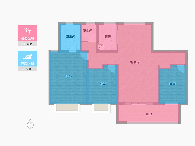 陕西省-渭南市-富平龙记檀府-103.20-户型库-动静分区