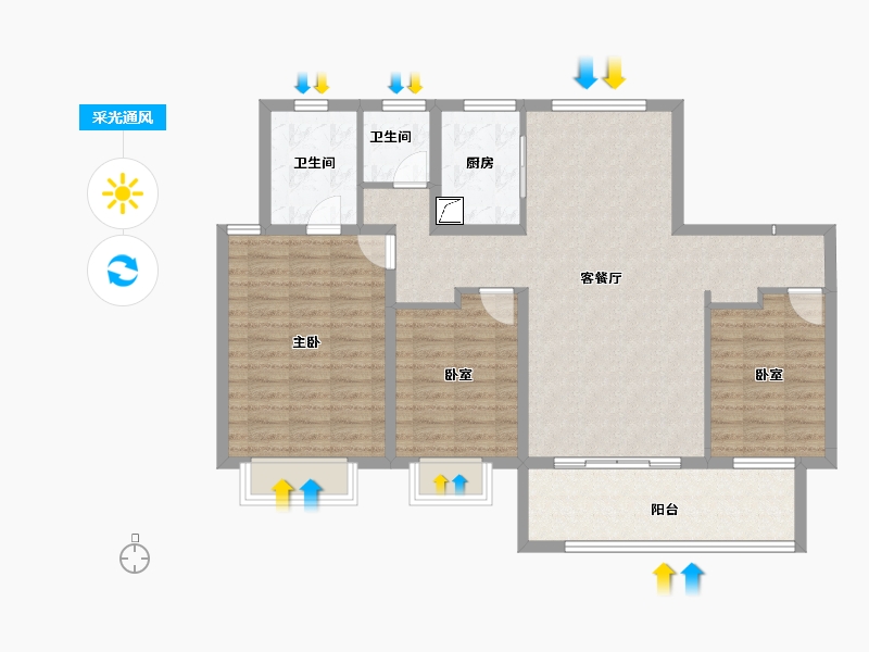 陕西省-渭南市-富平龙记檀府-103.20-户型库-采光通风