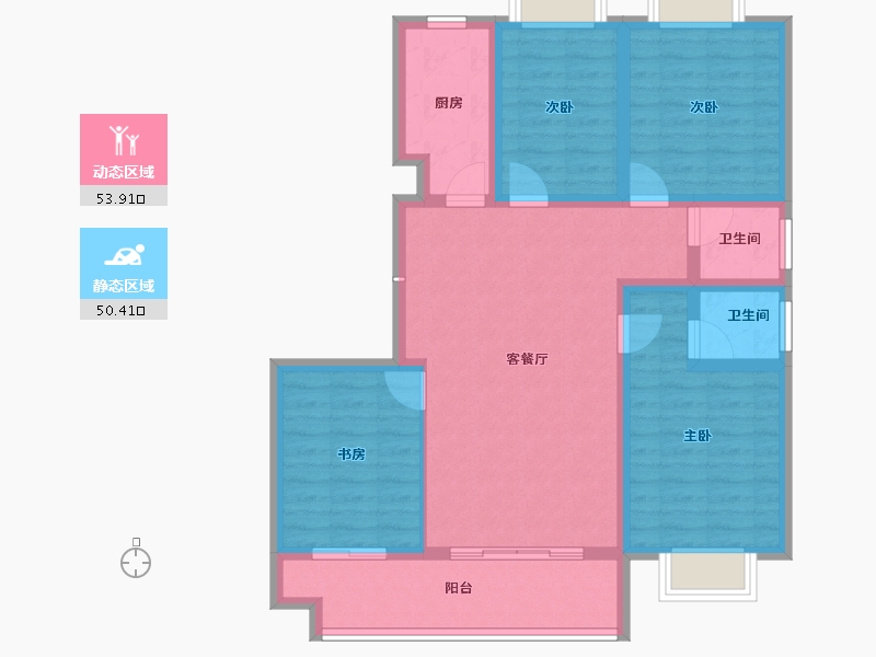 江苏省-淮安市-春和园-92.79-户型库-动静分区