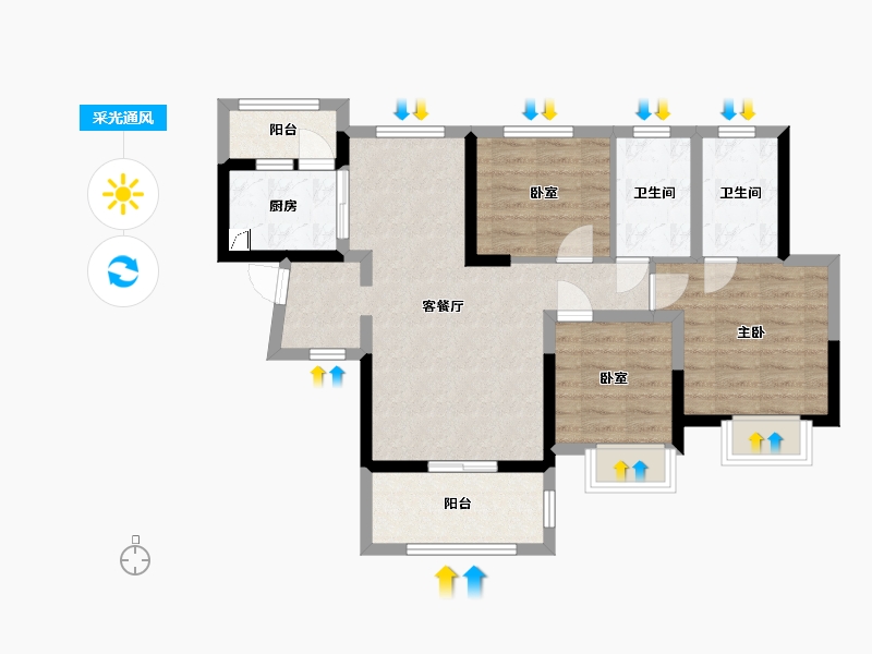 广东省-惠州市-鼎浩城-88.00-户型库-采光通风