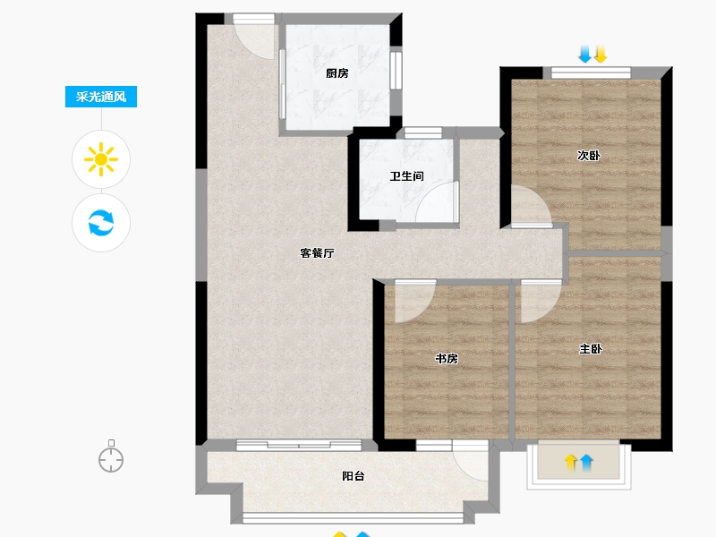 湖北省-宜昌市-招商·依云水岸-82.47-户型库-采光通风