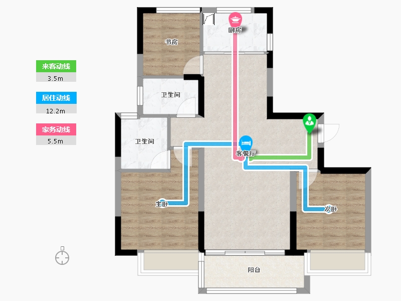 浙江省-温州市-欢乐华庭-78.00-户型库-动静线