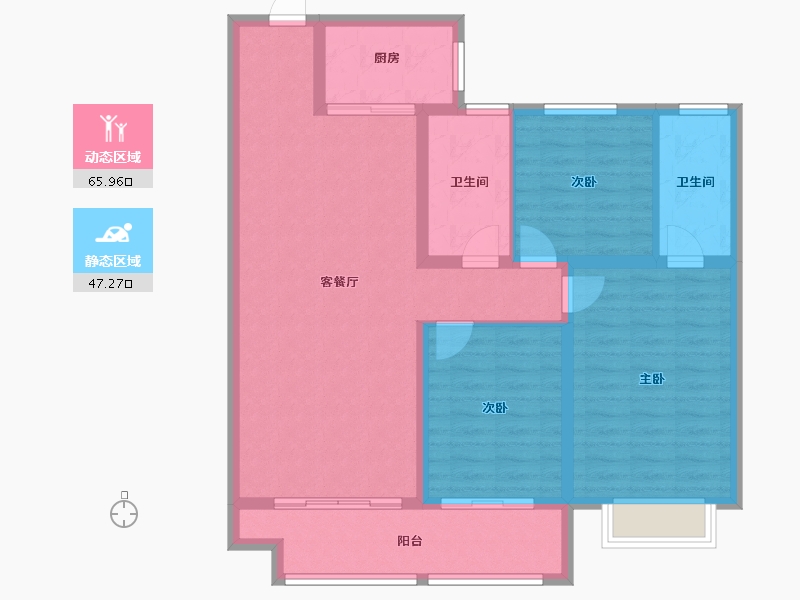 山东省-淄博市-龙泉家园悦景台-102.08-户型库-动静分区