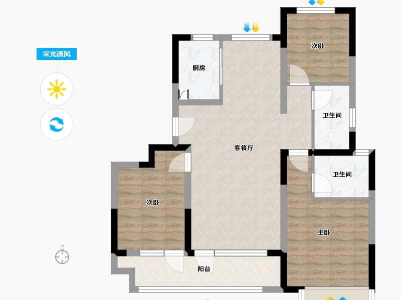 山东省-济南市-中海玖嶺南山-89.00-户型库-采光通风