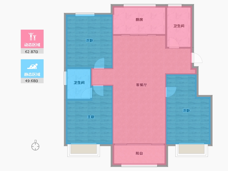 山东省-淄博市-锦绣淄江-103.96-户型库-动静分区