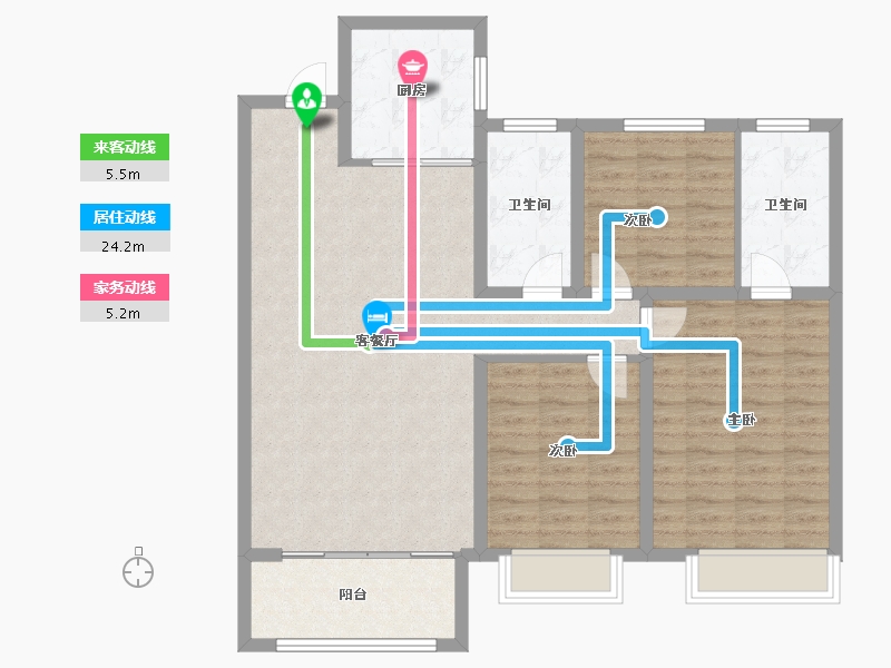 山东省-淄博市-龙泉家园悦景台-100.49-户型库-动静线