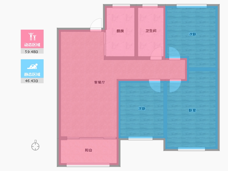 山东省-淄博市-金鼎绿城四期-94.57-户型库-动静分区