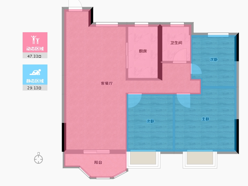 湖北省-黄冈市-实地黄冈蔷薇国际-69.07-户型库-动静分区