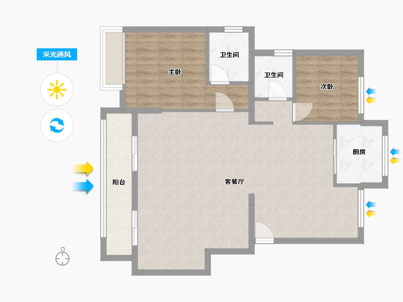 浙江省-金华市-中天·云望-96.00-户型库-采光通风