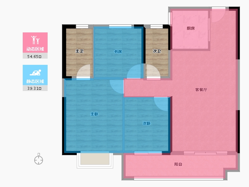 湖北省-宜昌市-招商·依云水岸-95.85-户型库-动静分区