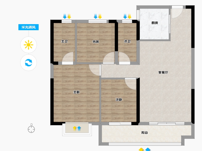 湖北省-宜昌市-招商·依云水岸-95.85-户型库-采光通风