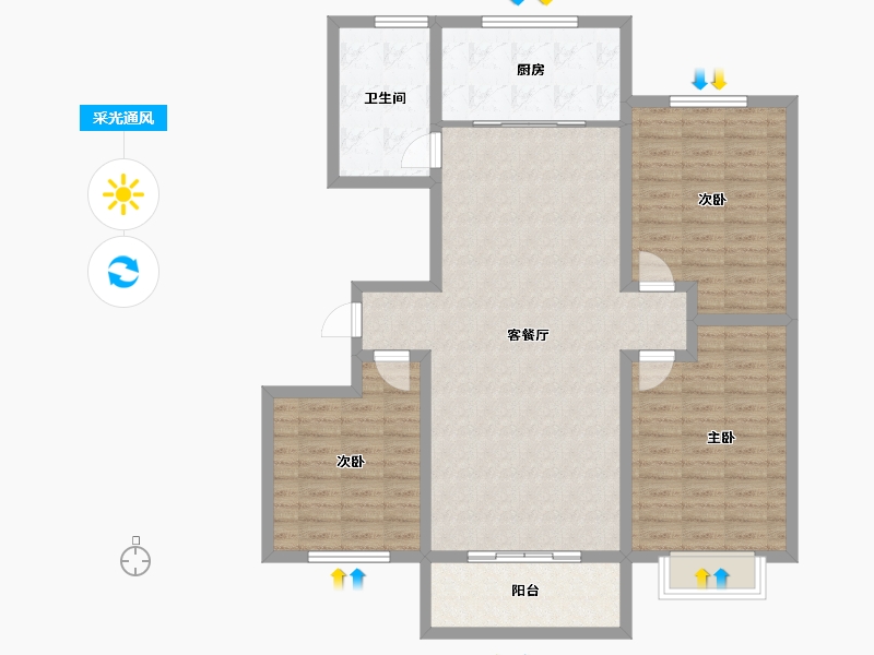 山东省-淄博市-鸿暻悦城-110.97-户型库-采光通风