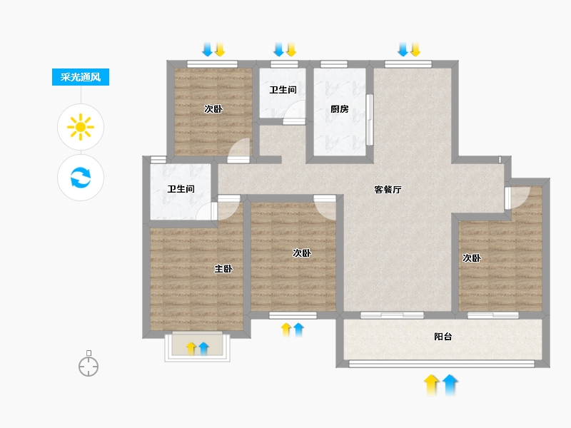 河南省-新乡市-天福九熙府-110.28-户型库-采光通风