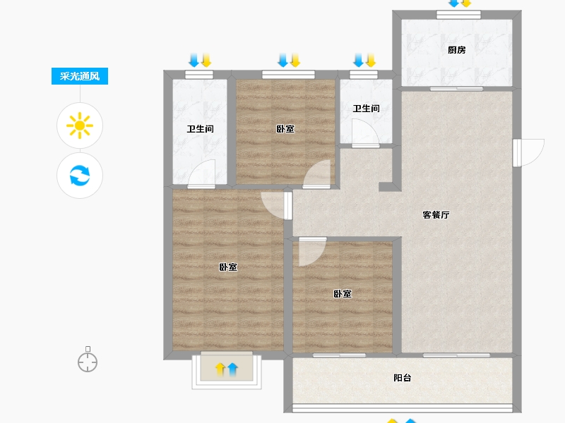 甘肃省-天水市-天水令牌·玖号院-85.00-户型库-采光通风