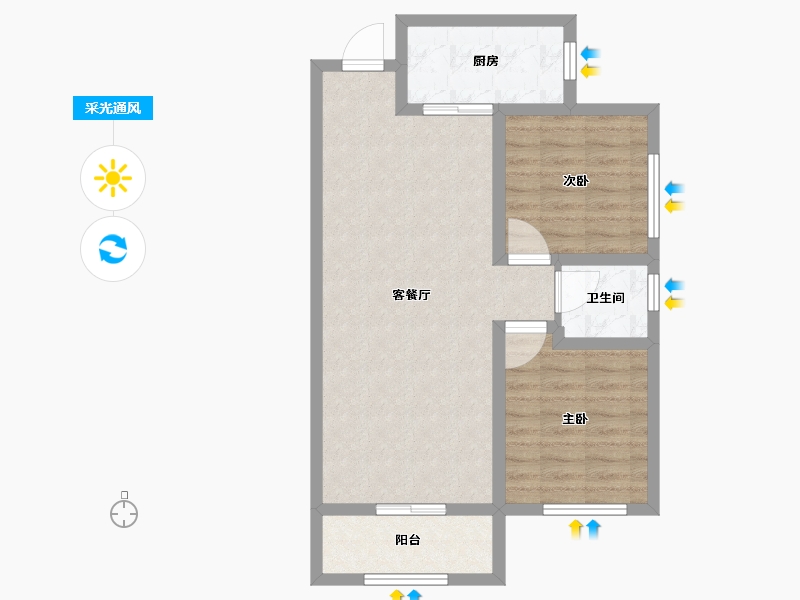 陕西省-宝鸡市-轩苑姜源华府-67.51-户型库-采光通风