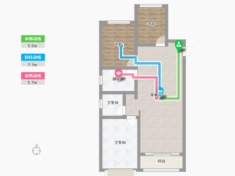 河北省-石家庄市-水韵华庭-80.88-户型库-动静线