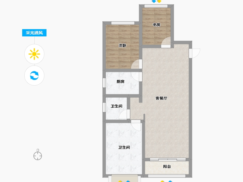 河北省-石家庄市-水韵华庭-80.88-户型库-采光通风