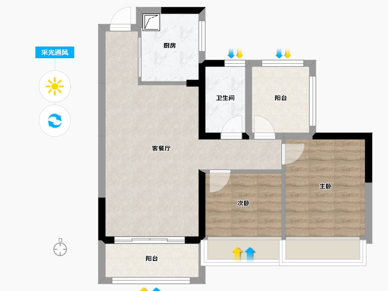 广东省-惠州市-康城四季花园五期-66.28-户型库-采光通风