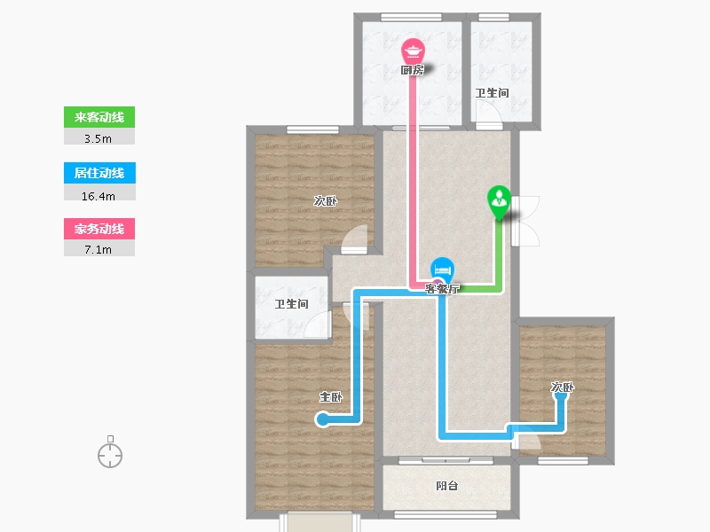 山东省-淄博市-鸿暻悦城-108.86-户型库-动静线