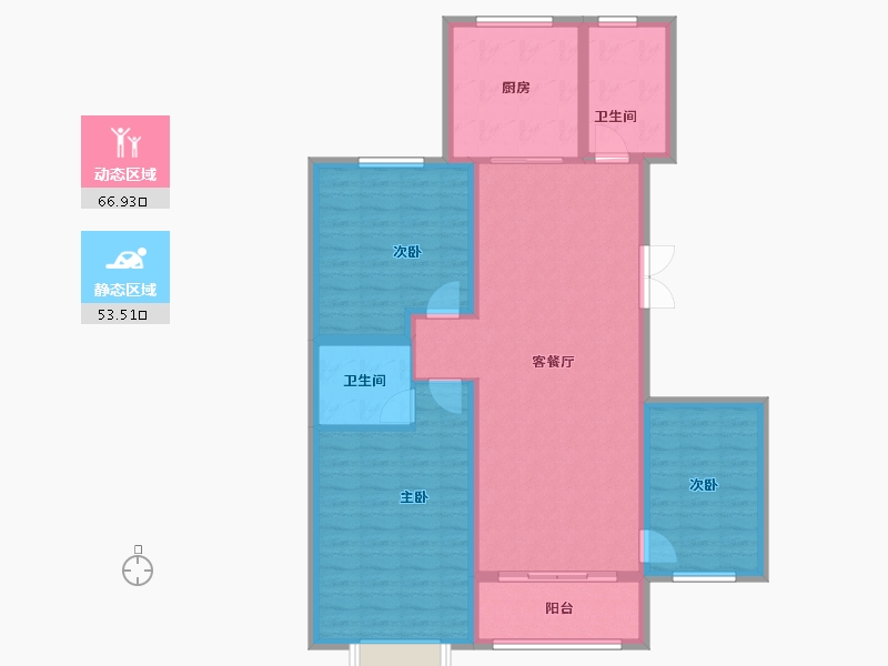 山东省-淄博市-鸿暻悦城-108.86-户型库-动静分区