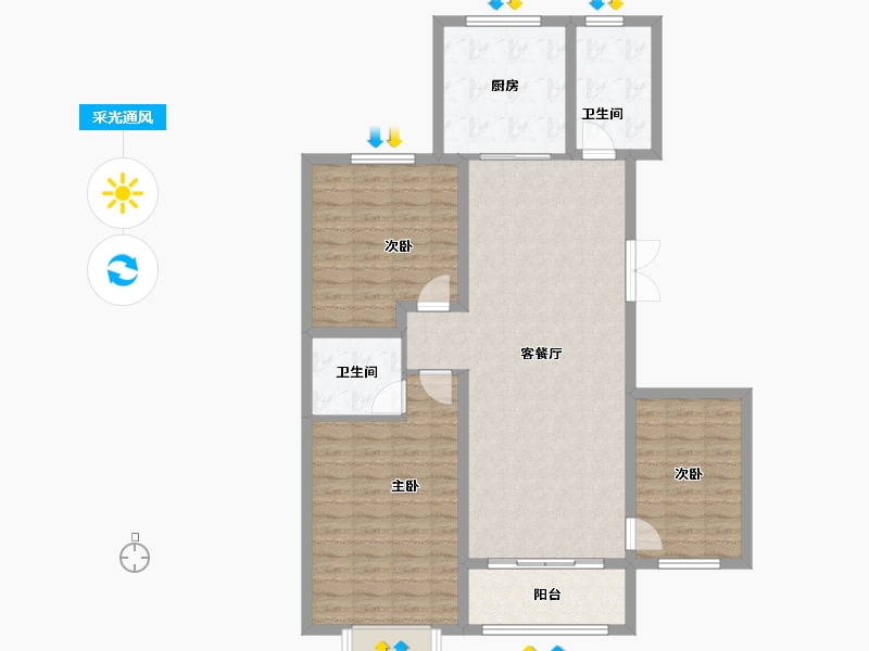 山东省-淄博市-鸿暻悦城-108.86-户型库-采光通风