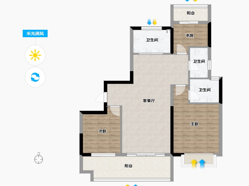 安徽省-安庆市-文德桐国府-94.02-户型库-采光通风