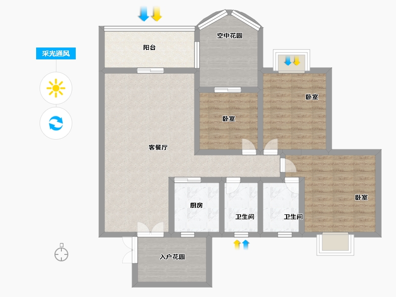 贵州省-黔西南布依族苗族自治州-冠德华庭-96.80-户型库-采光通风