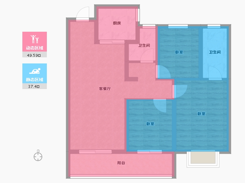 甘肃省-天水市-天水令牌·玖号院-76.83-户型库-动静分区