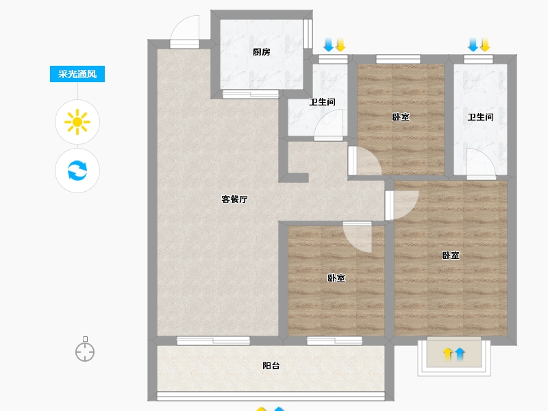 甘肃省-天水市-天水令牌·玖号院-76.83-户型库-采光通风